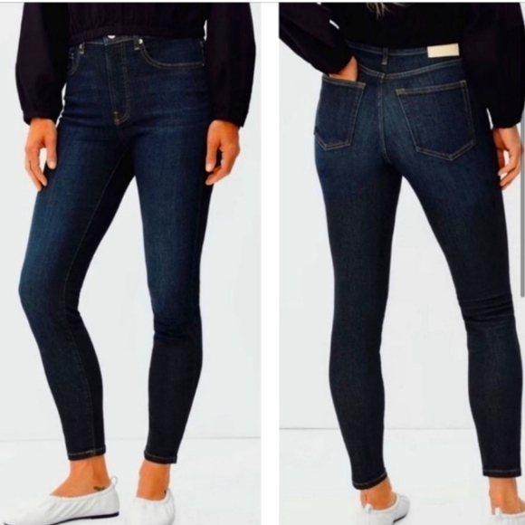 NWT EVERLANE HIGH RISE DARK INDIGO SKINNY JEANS 24 Tall - Picture 2 of 4